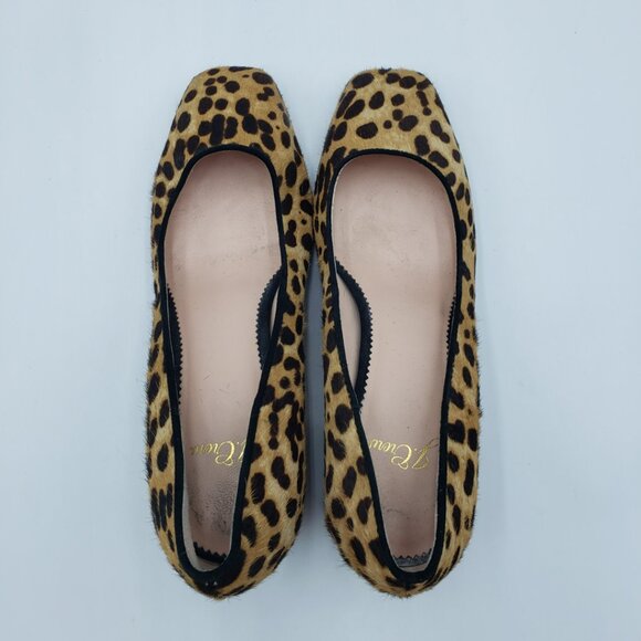 J. Crew Celia Pumps 6 Womens Block Heel Pony Calf Hair Leopard Print Tan - Picture 4 of 10